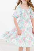 Load image into Gallery viewer, Minty Meadow Smocked Ruffle Dress
