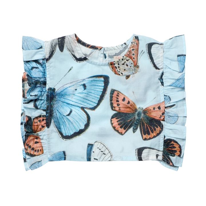 Ingrid Top Blue Vintage Butterflies