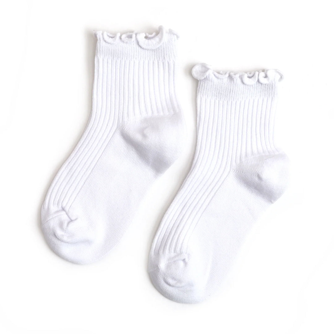 Ribbed Lettuce Trim Midi Socks