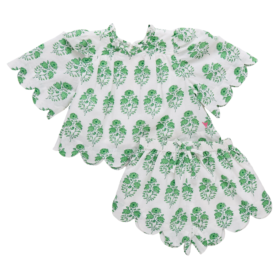 Misha Scallop 2 piece Set Green Strawflower