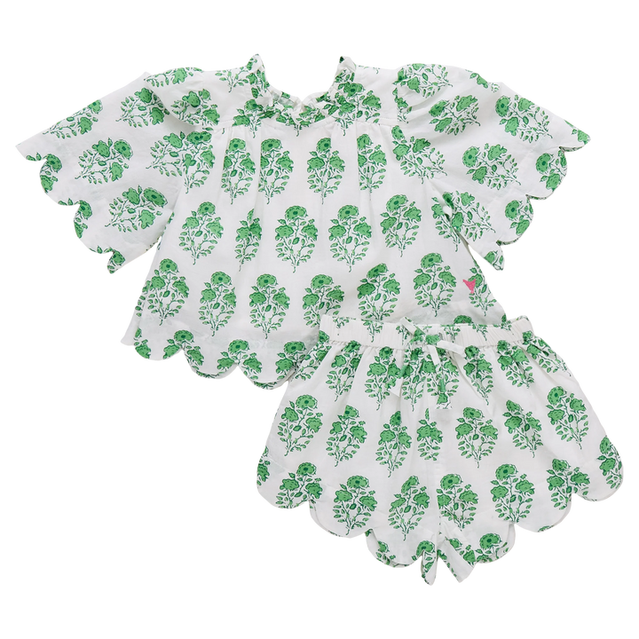 Misha Scallop 2 piece Set Green Strawflower