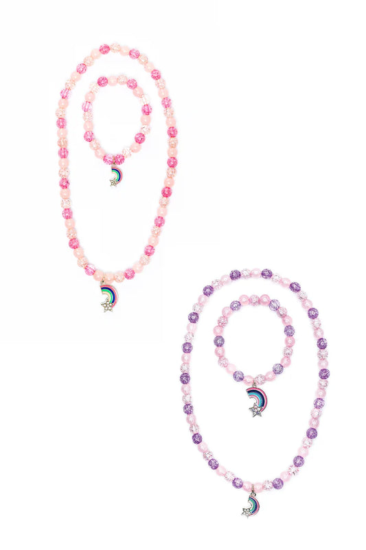 Purple Rainbow Necklace Bracelet Set