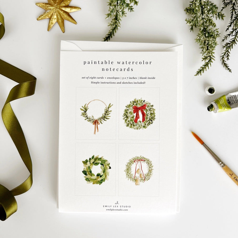 Paintable Wreath Notecards