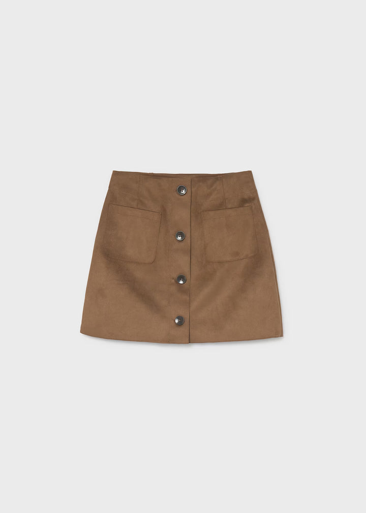 Camel Faux Suede Skirt