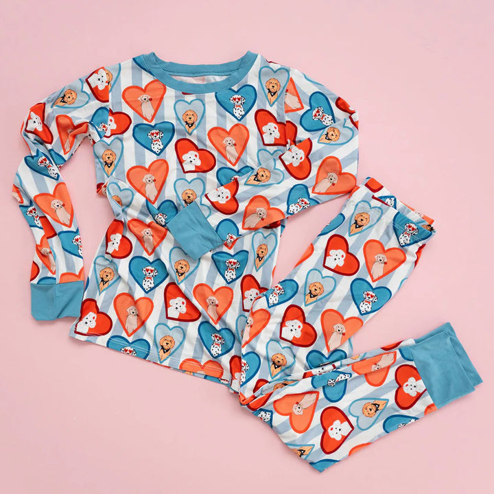 Blue Fur-Ever Valentine 2pc Pajama Set