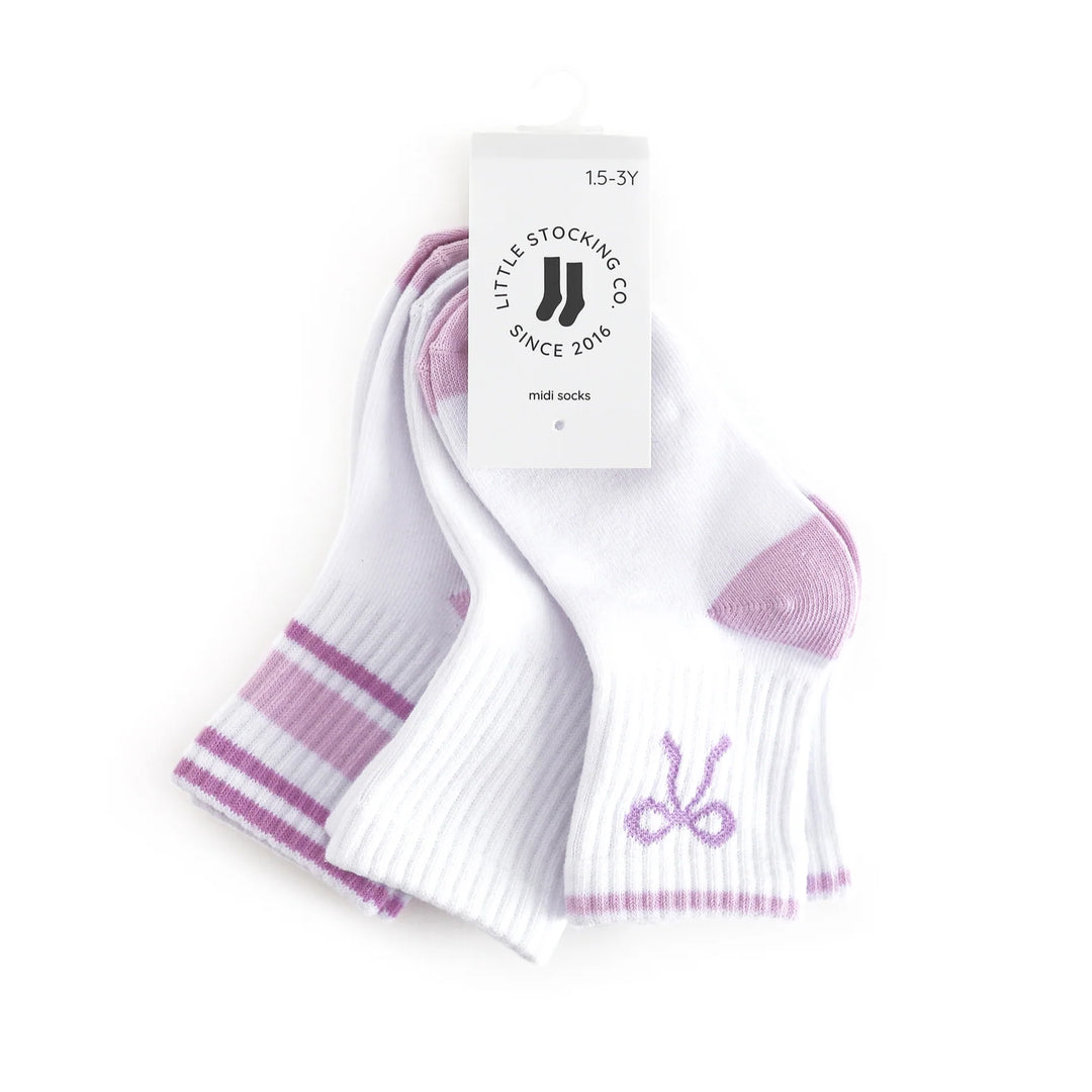Crew Socks 3-Pack - White/Purple