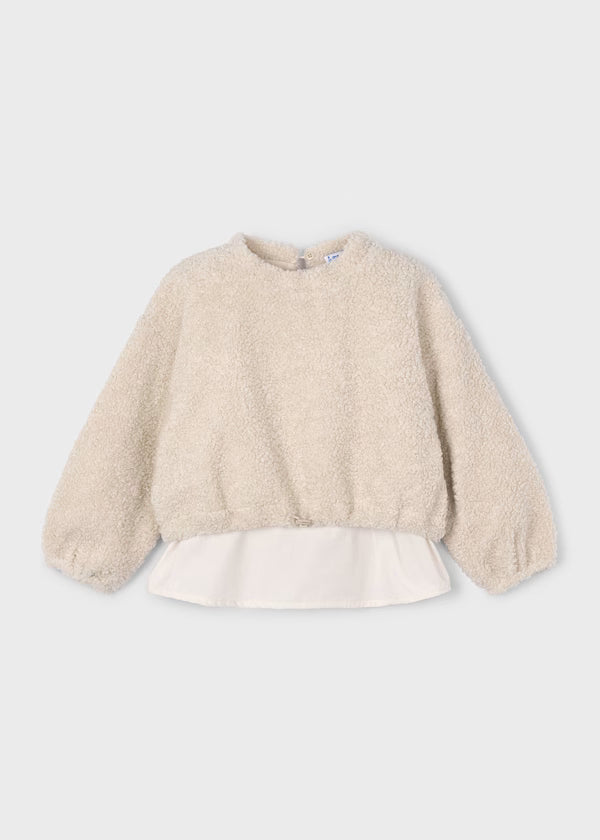 Pullover with Contrast Sherpa