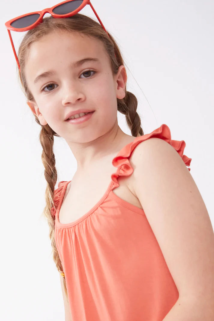 Ruffled Strap Bamboo Jersey Tank
