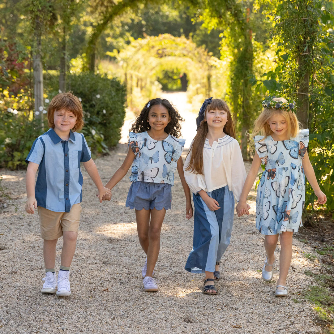 Ingrid Top Blue Vintage Butterflies