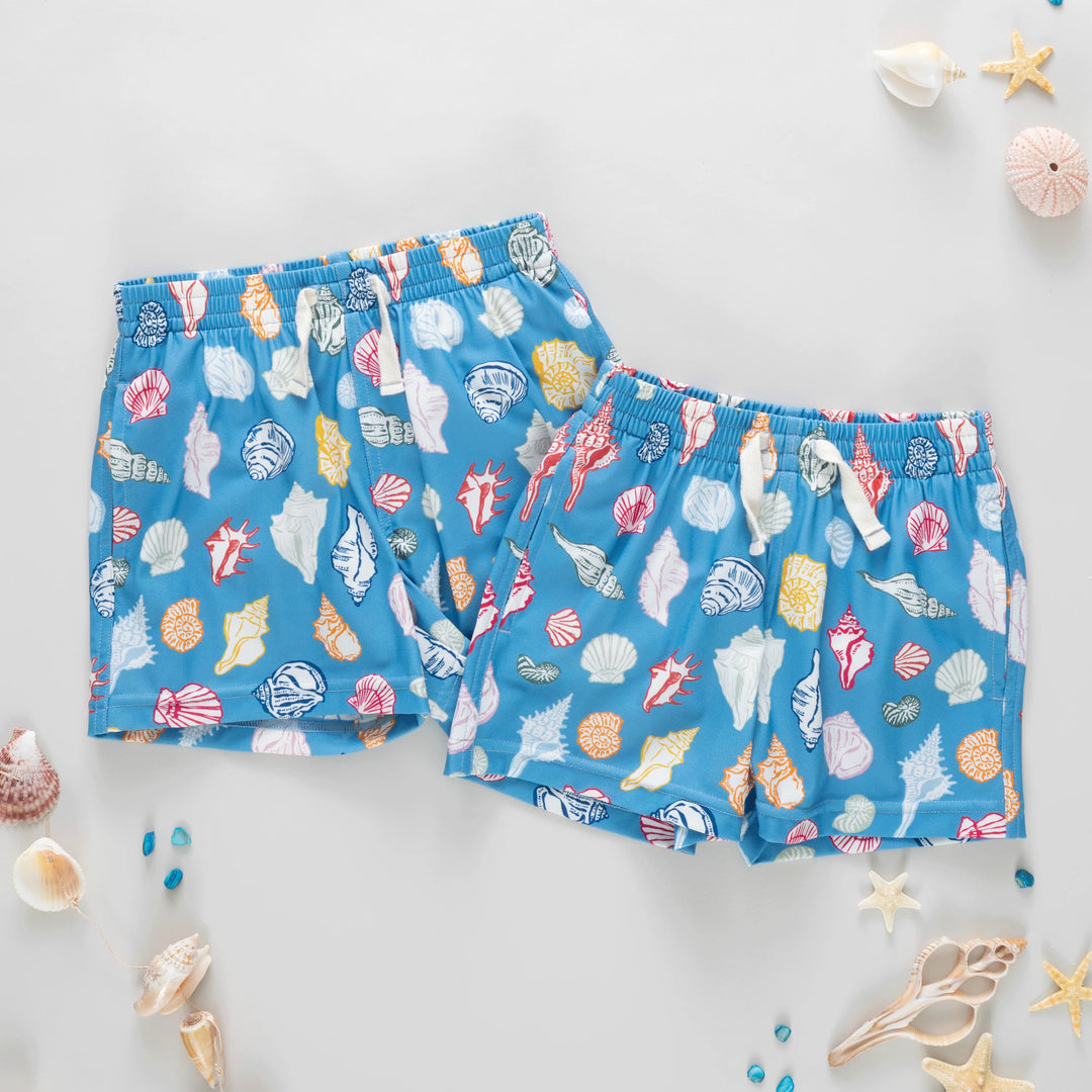 Boys Swim Trunk Blue Seashells