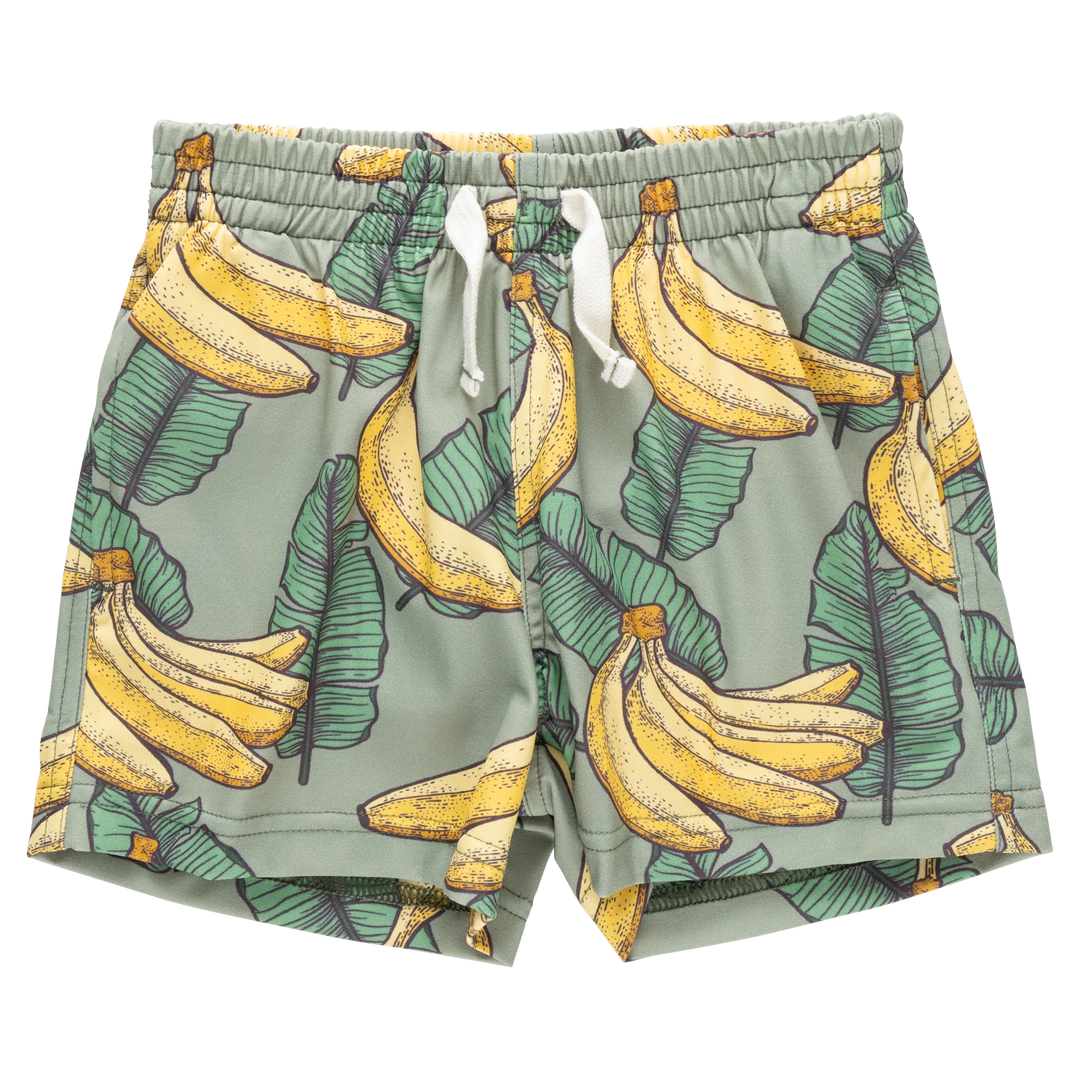 Boys Swim Trunk Green Banana Leaves
