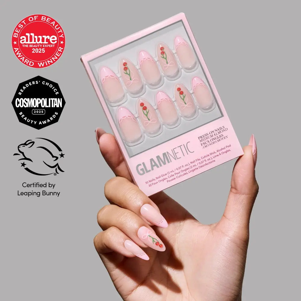 Cherry Bow Press On Nails