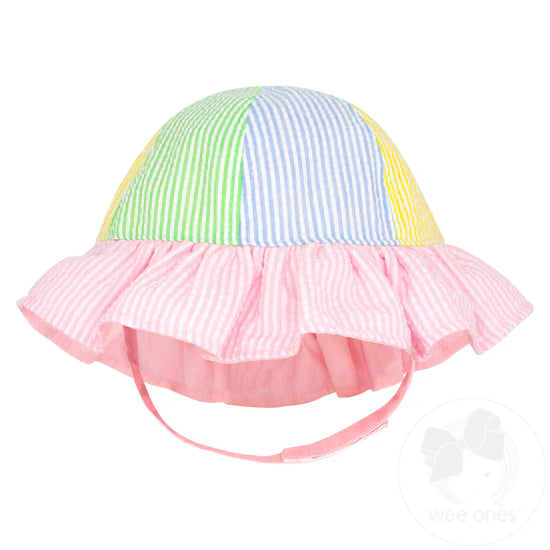seersucker Ruffle Brim Hat