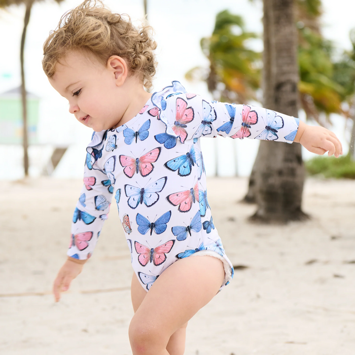 Baby Girl Rachel Suit Vintage Blue Butterflies