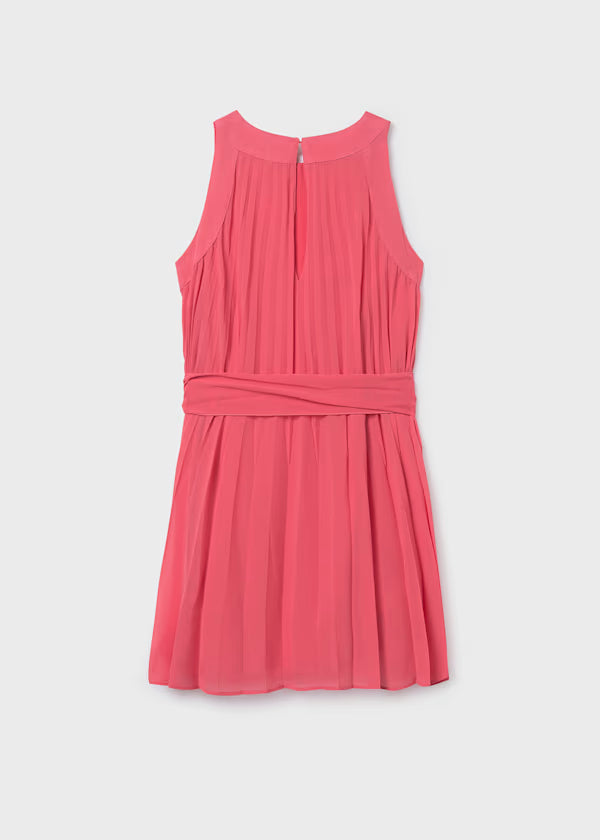 Pleated Coral Dress