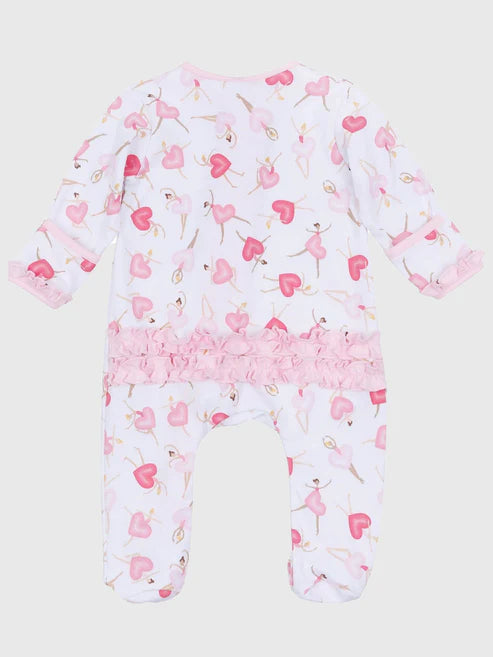 Dancing Hearts Ruffle Zip Footie
