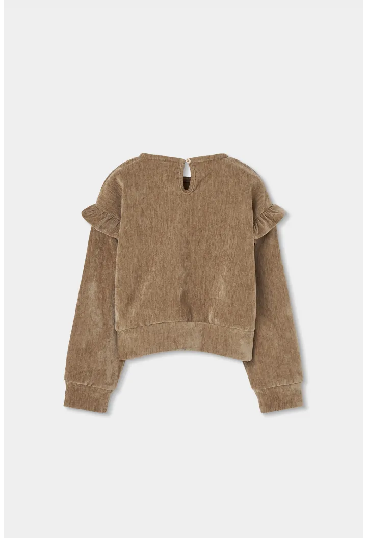Velour Ruffle Sweatshirt