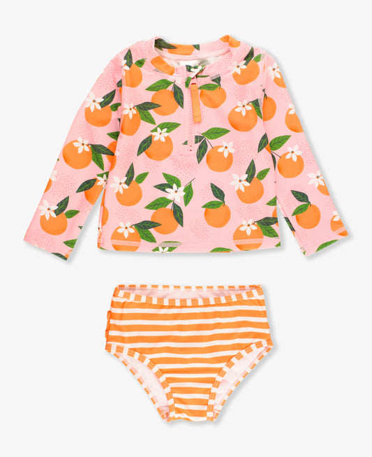 Orange You the Sweetest Long Sleeve Zipper Rash Guard Bikini