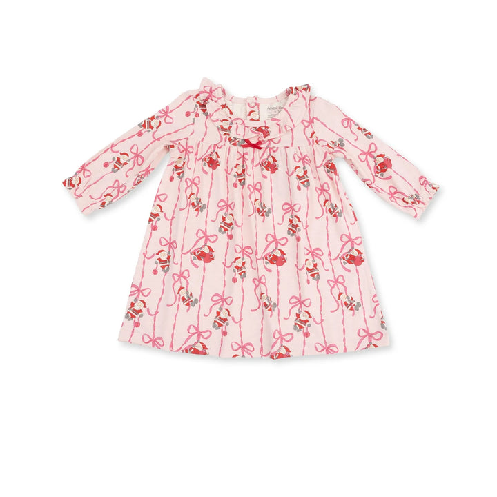Bows &amp; Santa Longsleeve Gown with Ruffle Collar