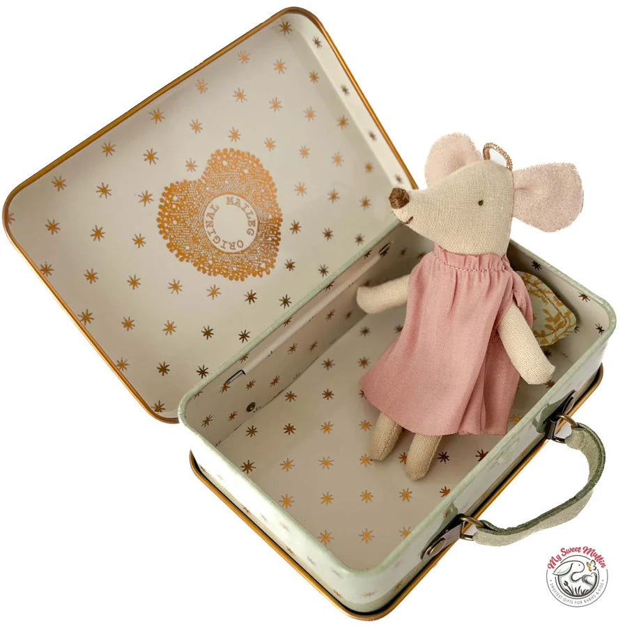 Maileg Angel Mouse in Suitcase Little Sister
