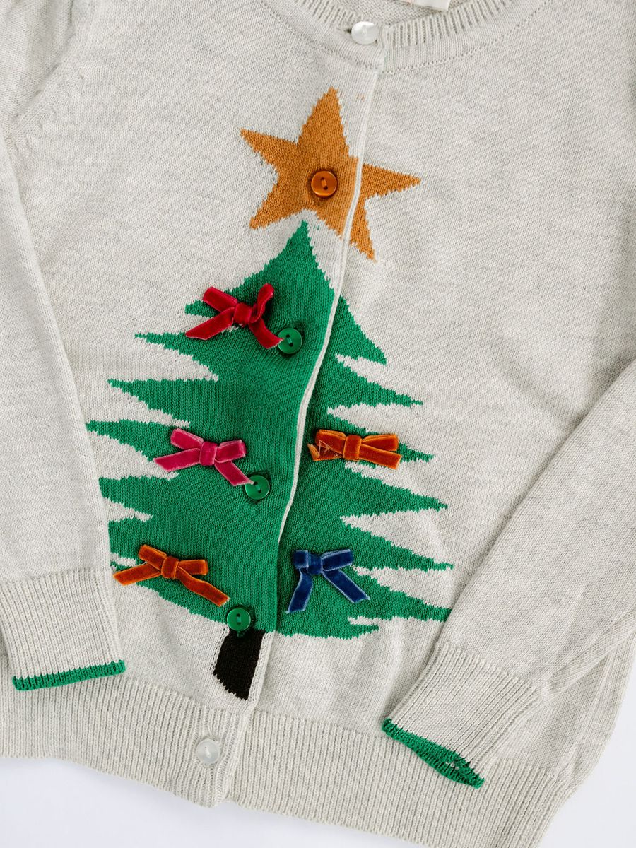 Christmas Tree Cardigan – Oatmeal Heather
