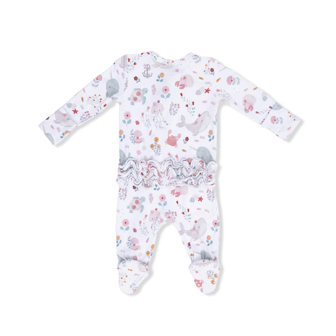 Garden Sea Creatures 2 way Ruffle Zipper Footie