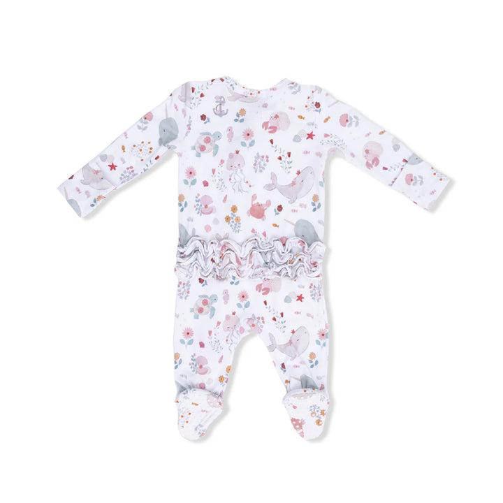 Garden Sea Creatures 2 way Ruffle Zipper Footie