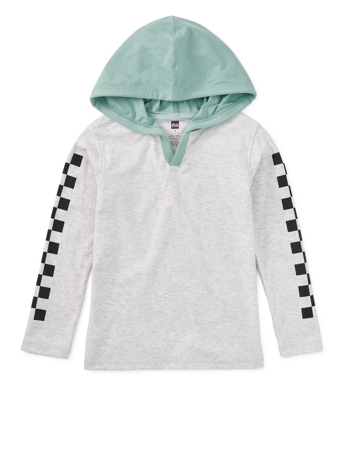 Checker Sleeves Happy Hoodie