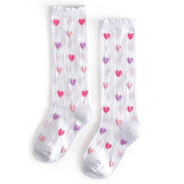 Darling Hearts Scalloped Knee High Socks