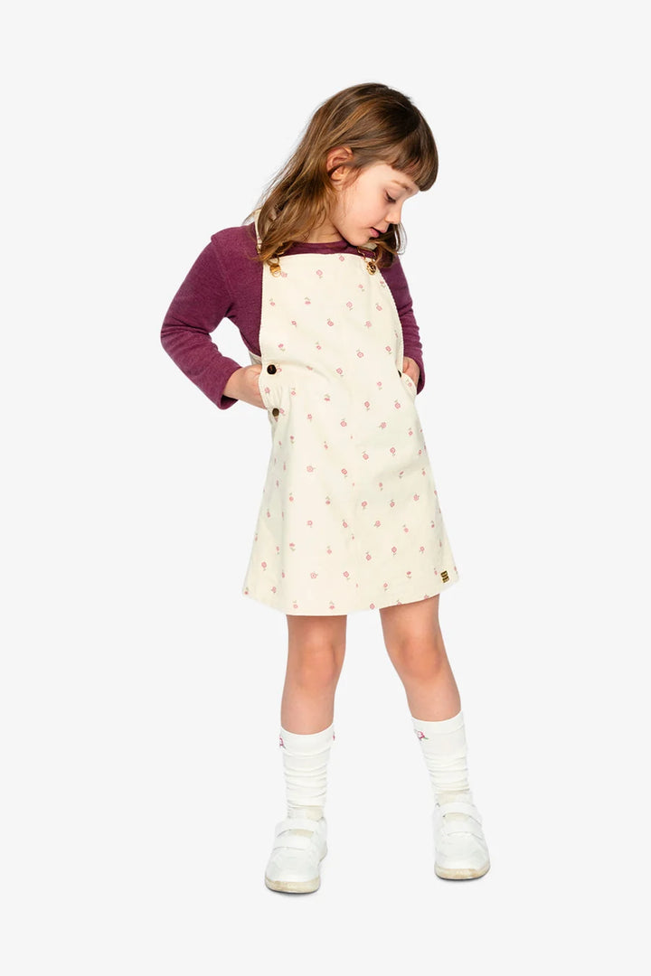 Corduroy Overall Dress Beige Floral
