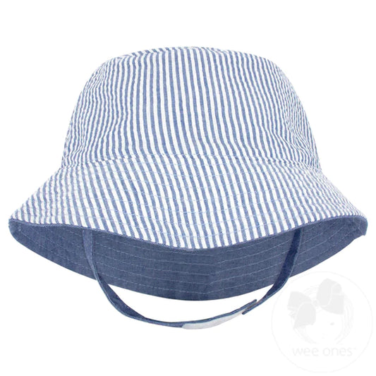 Reversible Seersucker Hat with straps