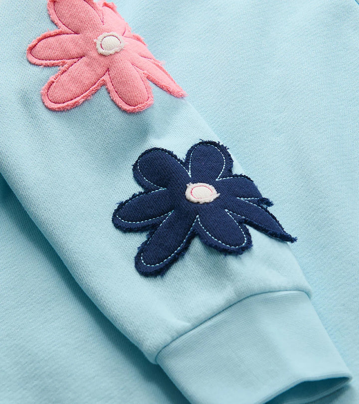Cool Blue Floral Slouchy Pullover