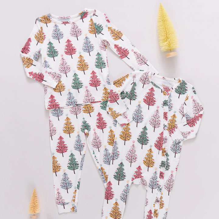 Bamboo Pajama Set Multi Christmas Trees