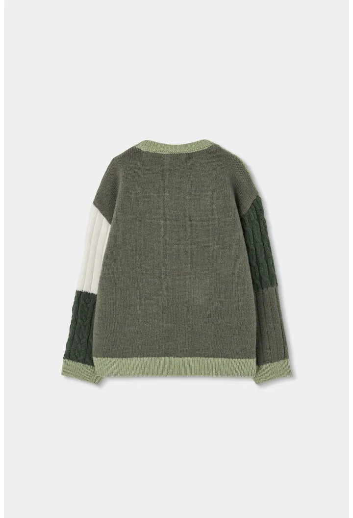 Mixed Knit Color Block Sweater
