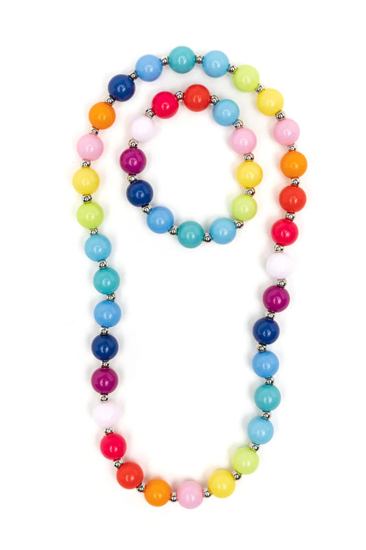 Beaded Bubblegum Bracelet Necklace Set