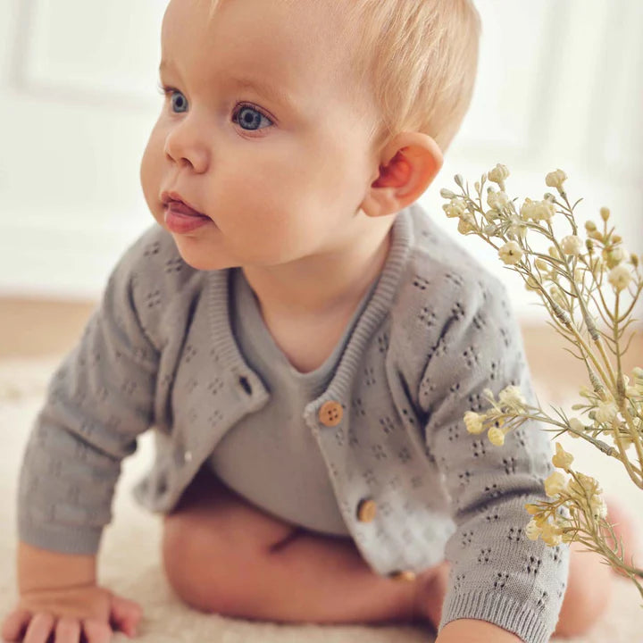 Knit Pointelle Baby Cardigan