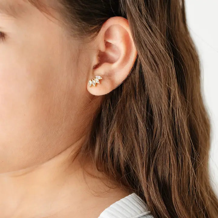 Diamond Crawler Stud Earrings - Hypoallergenic