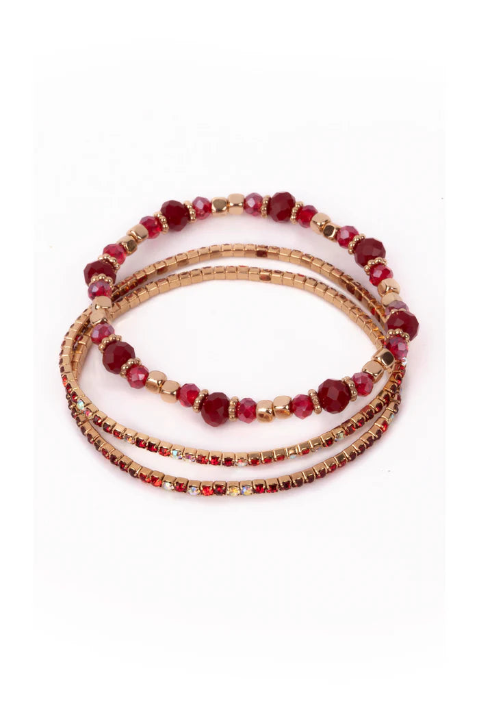 Boutique Ruby Red Bracelet Set, 3pcs