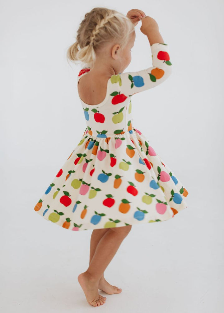 3/4 Sleeve Twirl Dress in Apples