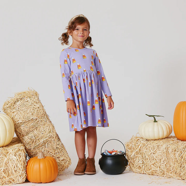 Organic Steph Dress Lavender Candy Corn