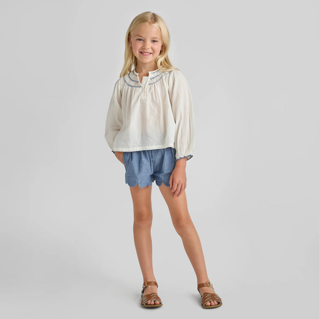 Scallop Short Chambray