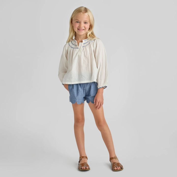 Scallop Short Chambray