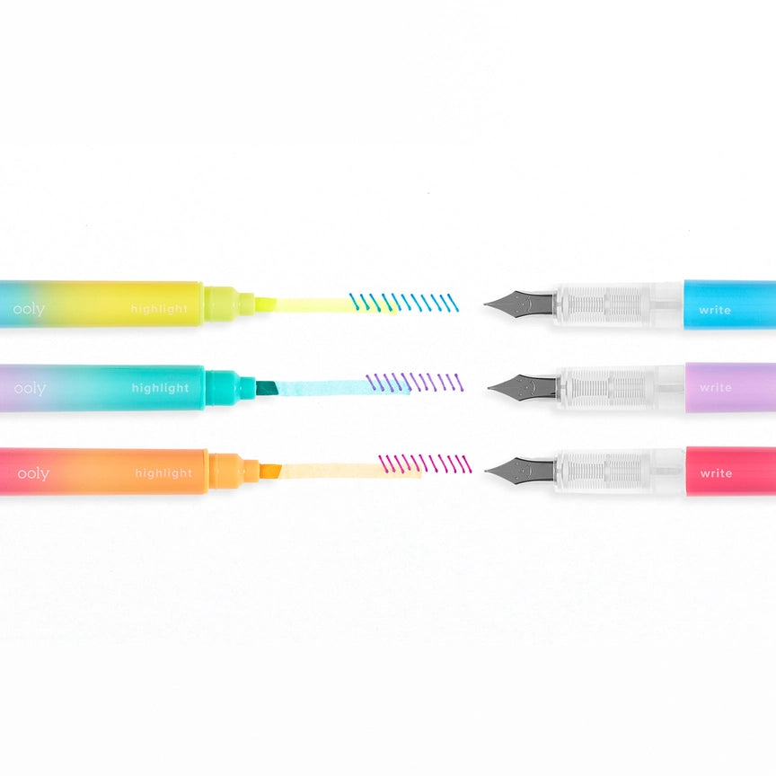 Writer's Duo-Colored Ink Fountain Pen Highlighter