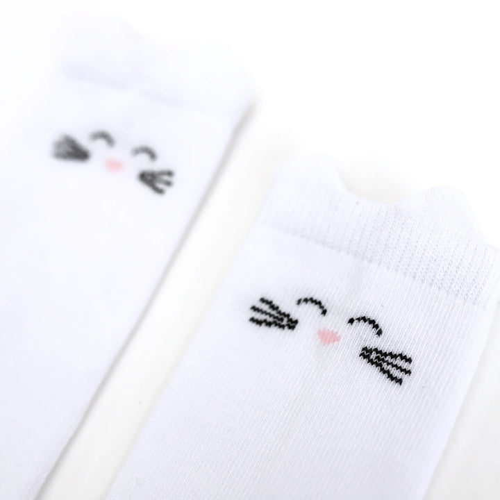 White Cat Knee High Socks