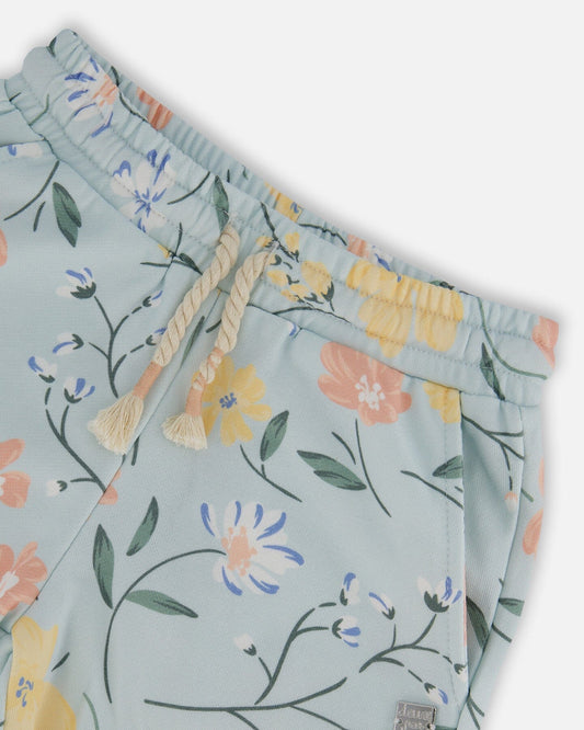 French Terry Short with Printed Romantic Flower