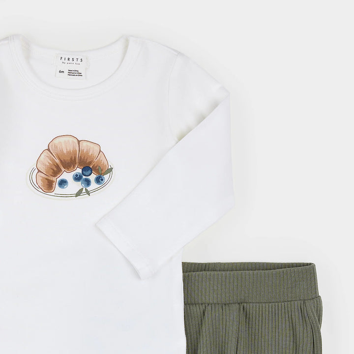 Croissant Print 2pc LunaKnit Bodysuit Set