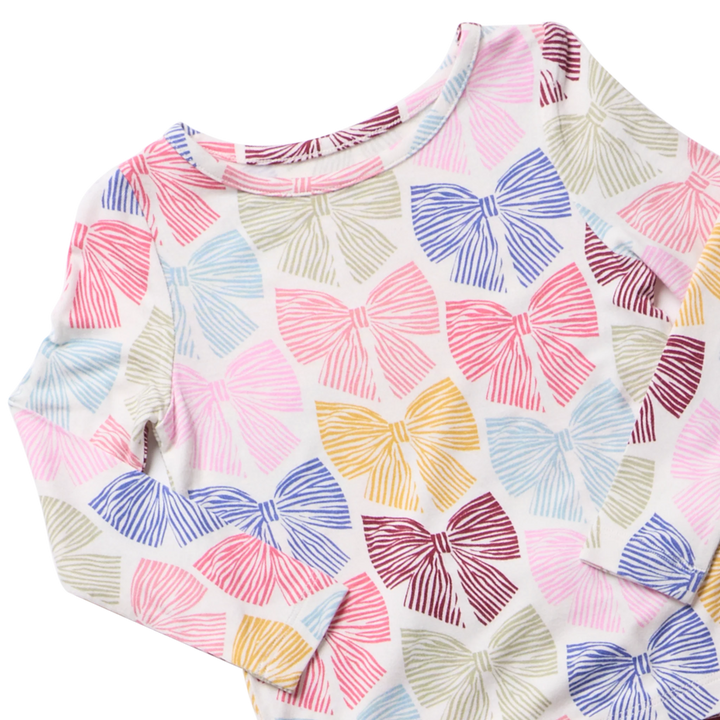 Bamboo PJ Set – Bright Multi Bows