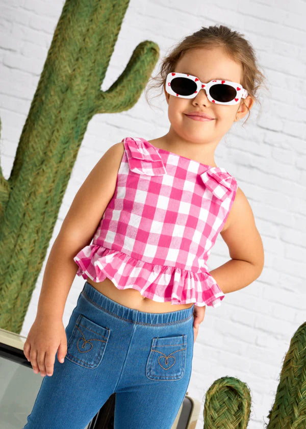 Peplum Checked Top