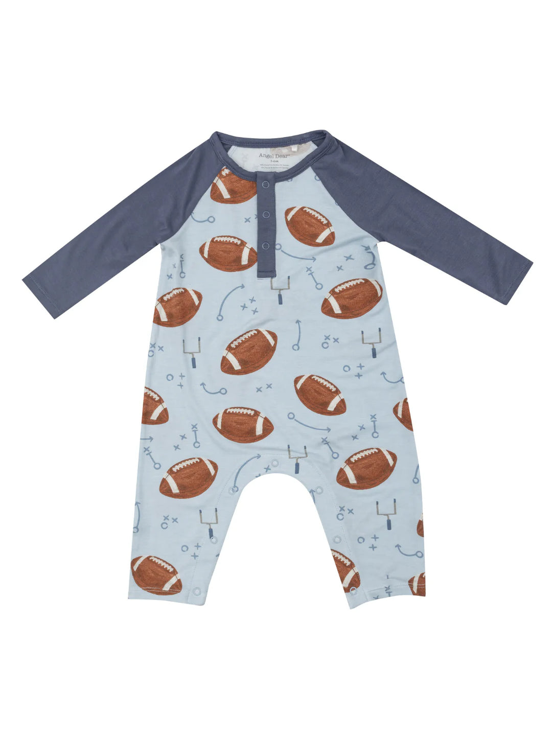 Footballs Blue Longsleeve raglan Romper