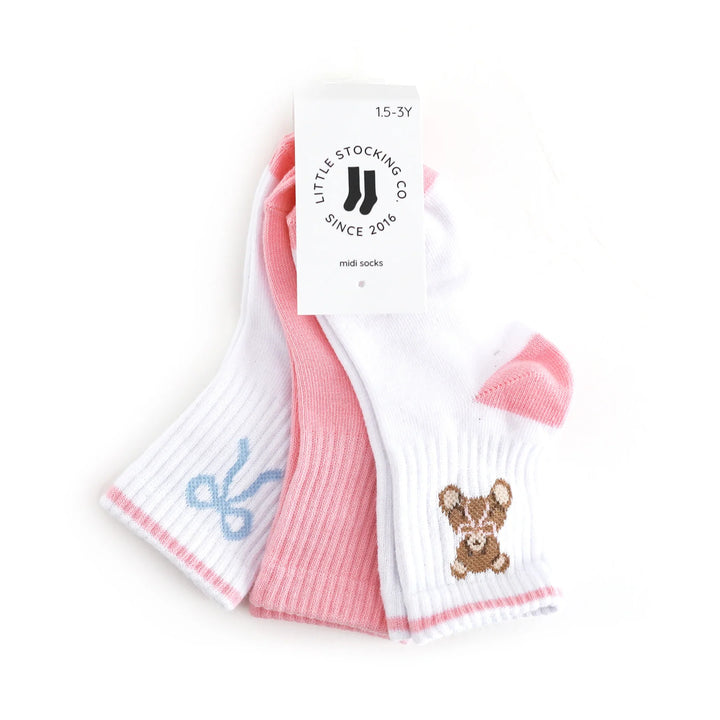 Crew Socks 3-Pack - Teddy Bow